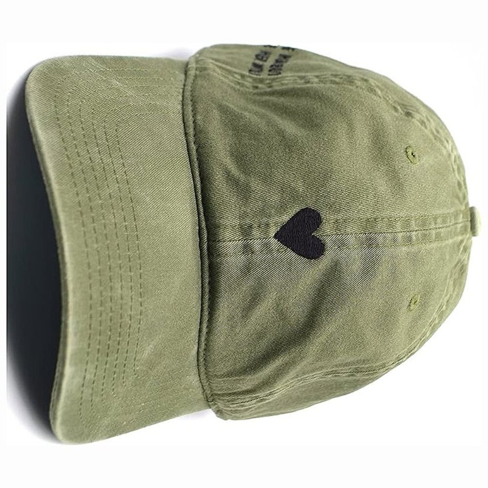 Hat, Embroidered Brushed Cotton Women’s Baseball Hat Unisex Fit, Heart Green - Picture 3 of 5